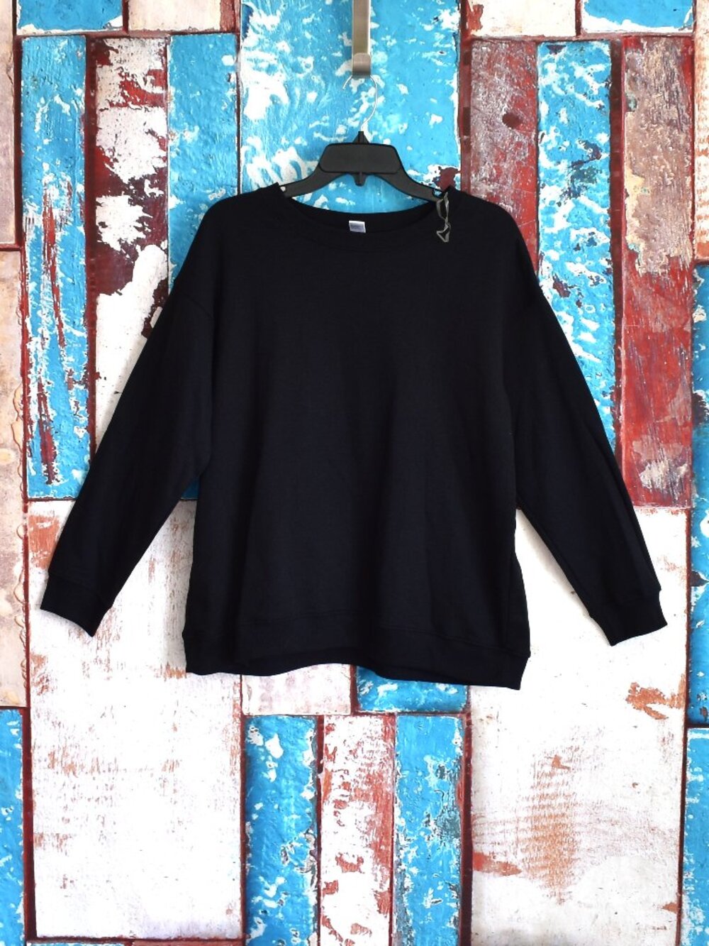 Women's Just Be Pullover Sweatshirt Fleece Crew Neck SIZE 1X Black NEW